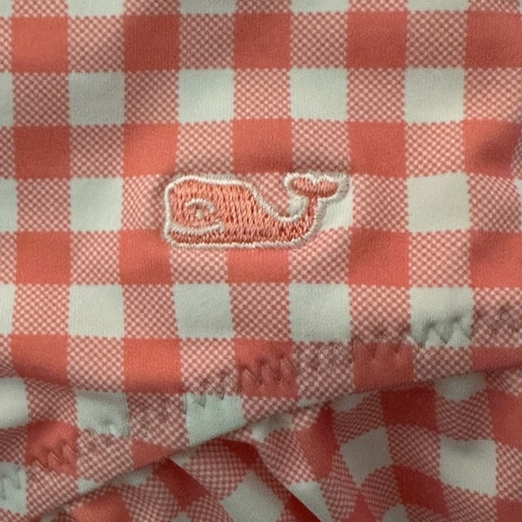 Vineyard Vines Pink & White Gingham Performance Girls Medium Bathing Suit - Picture 3 of 5